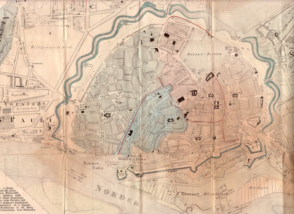 Stadtplan Hamburgs von 1836 (Ausschnitt)