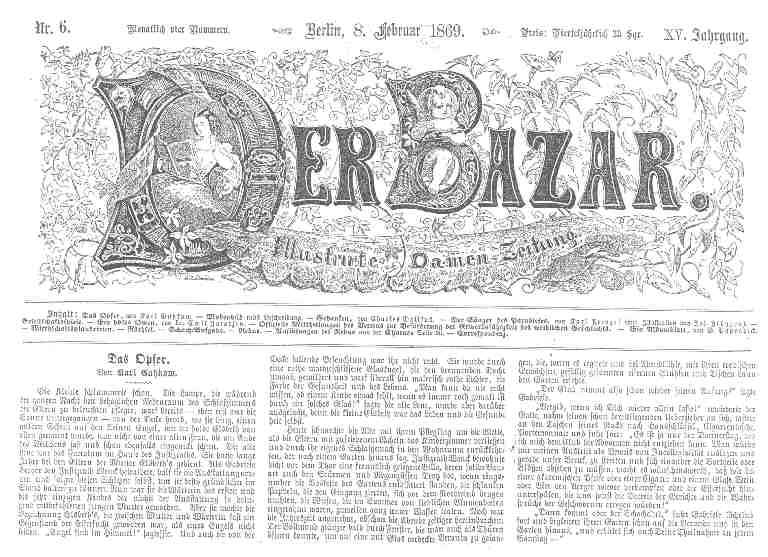 "Der Bazar": "Das Opfer", Feb. 1869