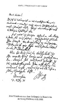 Brief Gutzkows an Büchner, Dez. 1835